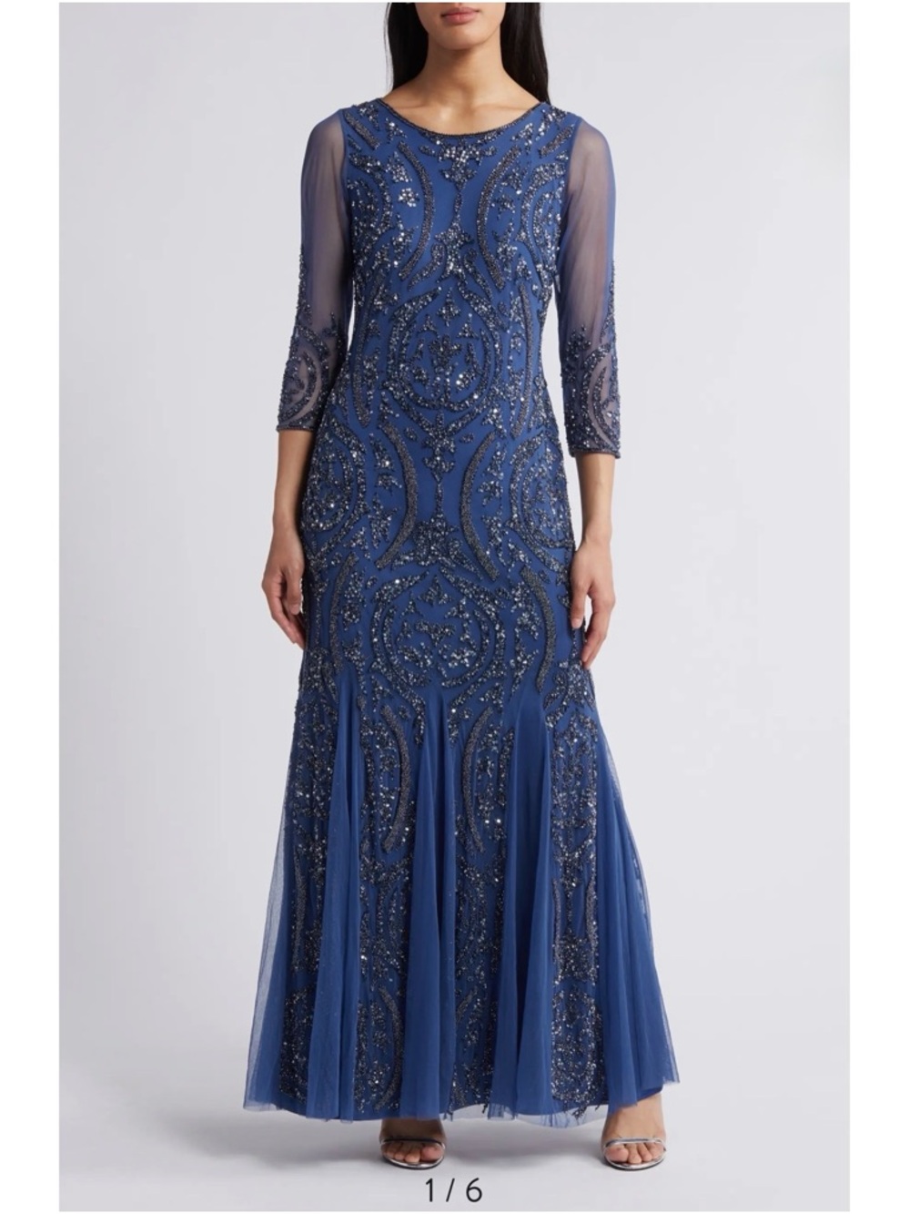 Pisarro Nights Beaded Gown Navy Formal Dress Mother of Bride Groom